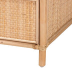 Comodino a 1 cassetto in rattan naturale marrone