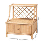 Comodino a 1 cassetto in rattan naturale marrone