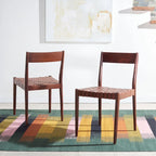 SAFAVIEH Myrle Leather Dining Room Chair (Set of 2) - 18.5 W x 20 L x 31.5 H - 19Wx20Dx32H