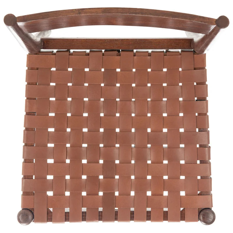 Sedia da pranzo in pelle color Cognac / Nera / Bianca, schienale aperto, set da 2