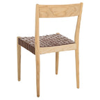 Sedia da pranzo in pelle color Cognac / Nera / Bianca, schienale aperto, set da 2