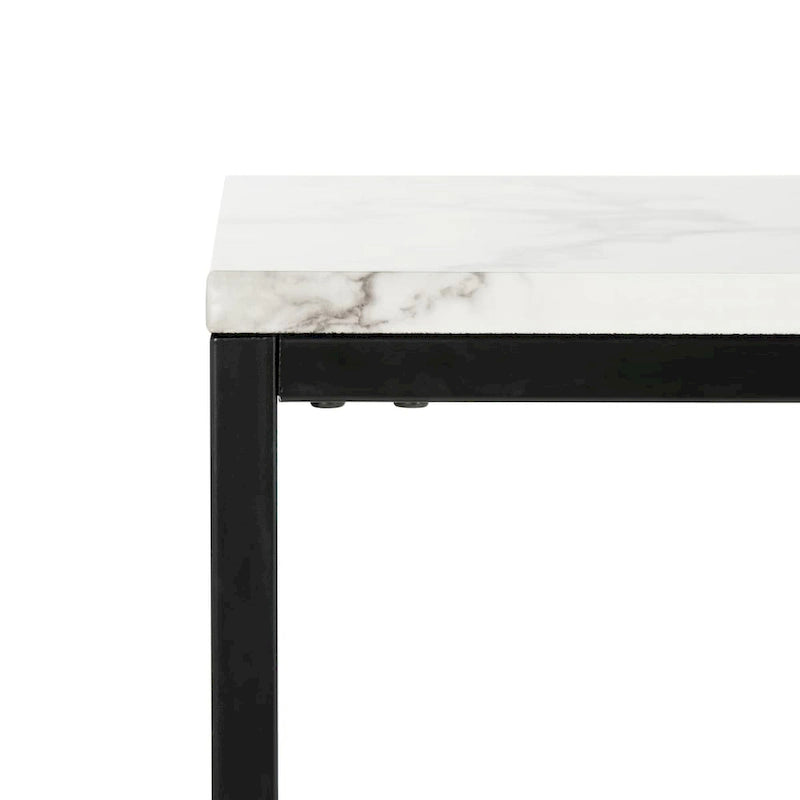 Consolle in stile Parsons con ripiano in marmo grigio e gambe nere