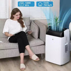 GustoWave-airconditioner van 14000 BTU met afstandsbediening, draagbare airco voor kamers tot 750 vierkante voet, wit/zwart