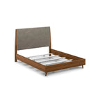 Letto matrimoniale in noce e tessuto "Silt", stile Mid-Century, per 2 persone