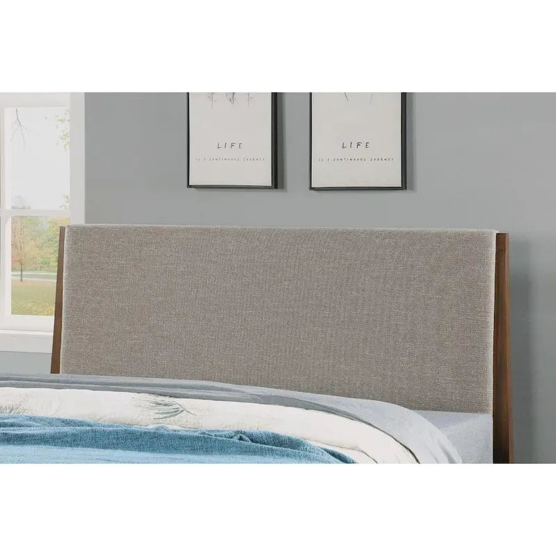 Letto matrimoniale in noce e tessuto "Silt", stile Mid-Century, per 2 persone