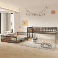 Grigio / Noce Letto a castello Full XL su Queen con scaletta e spondine, 2 persone