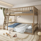 Grigio / Noce Letto a castello Full XL su Queen con scaletta e spondine, 2 persone