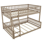 Grigio / Noce Letto a castello Full XL su Queen con scaletta e spondine, 2 persone