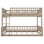 Grigio / Noce Letto a castello Full XL su Queen con scaletta e spondine, 2 persone
