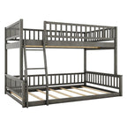 Grigio / Noce Letto a castello Full XL su Queen con scaletta e spondine, 2 persone