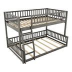 Grigio / Noce Letto a castello Full XL su Queen con scaletta e spondine, 2 persone
