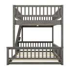 Grigio / Noce Letto a castello Full XL su Queen con scaletta e spondine, 2 persone
