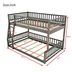 Grigio / Noce Letto a castello Full XL su Queen con scaletta e spondine, 2 persone