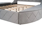 Letto a piattaforma Queen in velluto Rosa / Grigio / Beige / Blu con testiera imbottita e contenitore, 2 posti letto