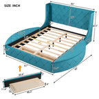 Letto a piattaforma Queen in velluto Rosa / Grigio / Beige / Blu con testiera imbottita e contenitore, 2 posti letto