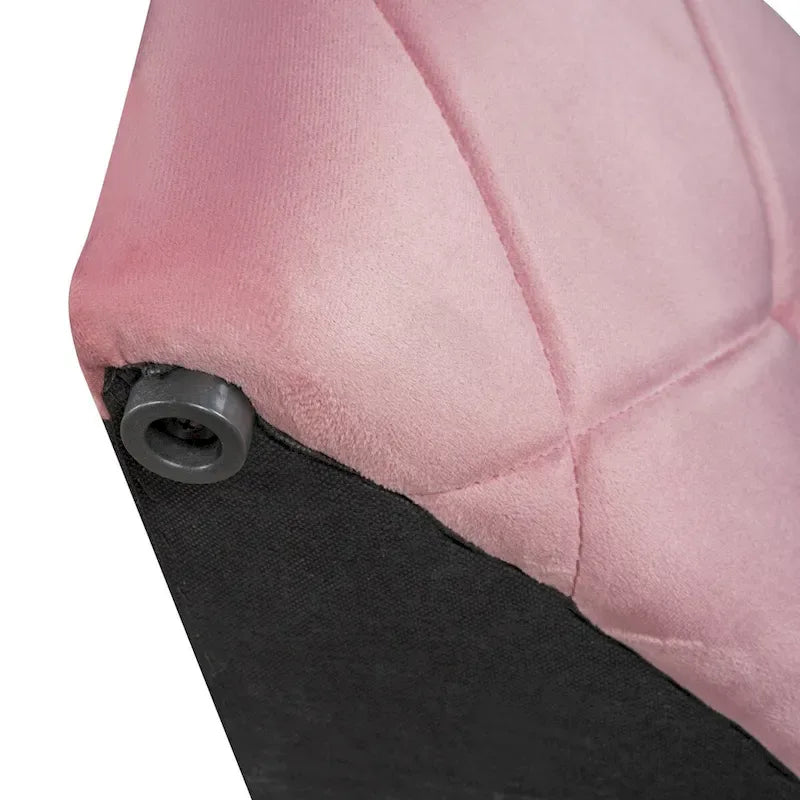 Letto a piattaforma Queen in velluto Rosa / Grigio / Beige / Blu con testiera imbottita e contenitore, 2 posti letto