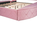 Letto a piattaforma Queen in velluto Rosa / Grigio / Beige / Blu con testiera imbottita e contenitore, 2 posti letto