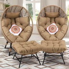 Sedia a uovo da interno FINCATI, sedia a uovo da esterno da 440 libbre, sedia a uovo oversize con pouf, sedia a uovo di lusso e confortevole con poggiapiedi