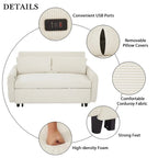 Divano Letto Estraibile, Divanetto Convertibile, Azzurro / Grigio Scuro / Beige, 2 Posti