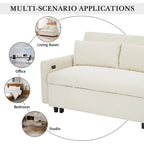 Divano Letto Estraibile, Divanetto Convertibile, Azzurro / Grigio Scuro / Beige, 2 Posti