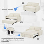 Divano Letto Estraibile, Divanetto Convertibile, Azzurro / Grigio Scuro / Beige, 2 Posti