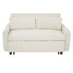 Divano Letto Estraibile, Divanetto Convertibile, Azzurro / Grigio Scuro / Beige, 2 Posti