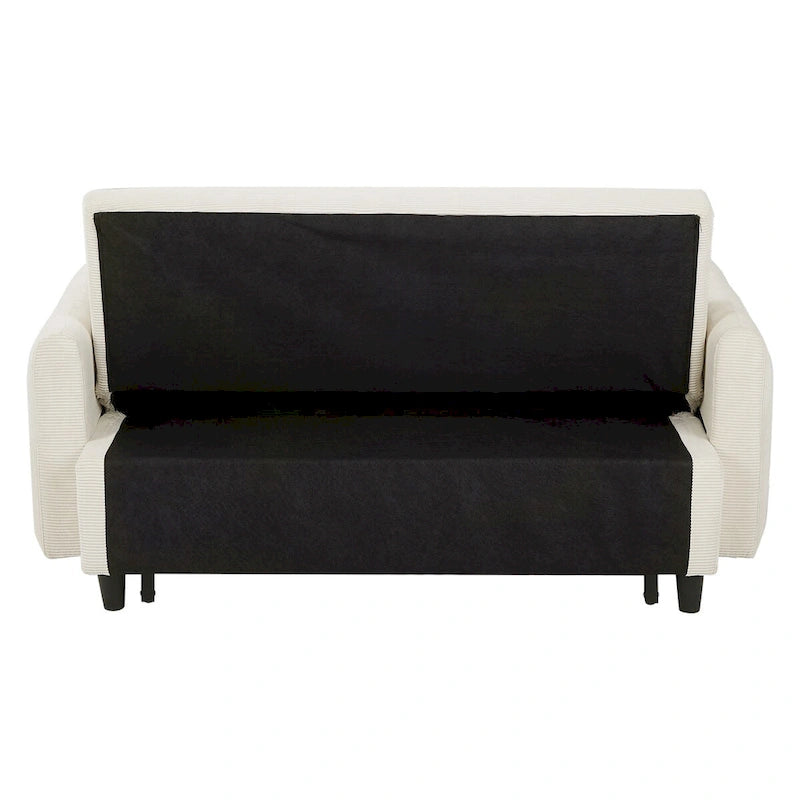 Divano Letto Estraibile, Divanetto Convertibile, Azzurro / Grigio Scuro / Beige, 2 Posti