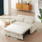 Divano Letto Estraibile, Divanetto Convertibile, Azzurro / Grigio Scuro / Beige, 2 Posti