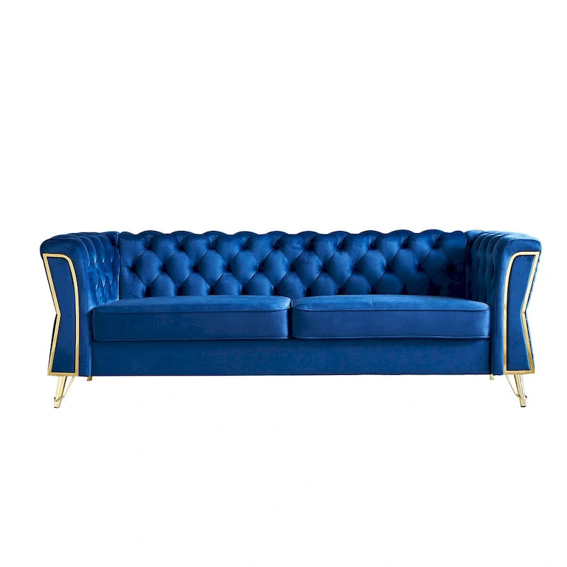 Divano in velluto trapuntato, 222 cm, 3 posti — Arancione / Nero / Verde / Verde Menta / Beige / Blu