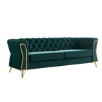 Divano in velluto trapuntato, 222 cm, 3 posti — Arancione / Nero / Verde / Verde Menta / Beige / Blu
