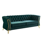 Divano in velluto trapuntato, 222 cm, 3 posti — Arancione / Nero / Verde / Verde Menta / Beige / Blu