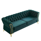 Divano in velluto trapuntato, 222 cm, 3 posti — Arancione / Nero / Verde / Verde Menta / Beige / Blu