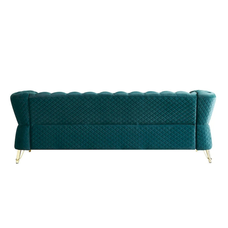 Divano in velluto trapuntato, 222 cm, 3 posti — Arancione / Nero / Verde / Verde Menta / Beige / Blu