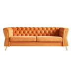 Divano in velluto trapuntato, 222 cm, 3 posti — Arancione / Nero / Verde / Verde Menta / Beige / Blu