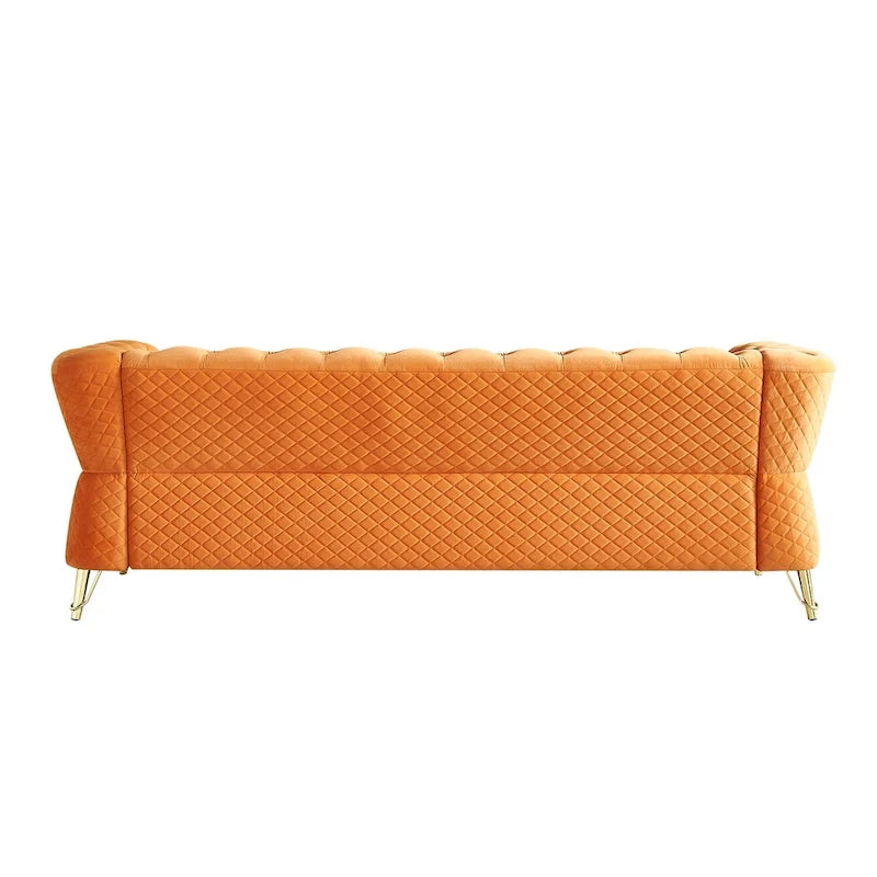 Divano in velluto trapuntato, 222 cm, 3 posti — Arancione / Nero / Verde / Verde Menta / Beige / Blu