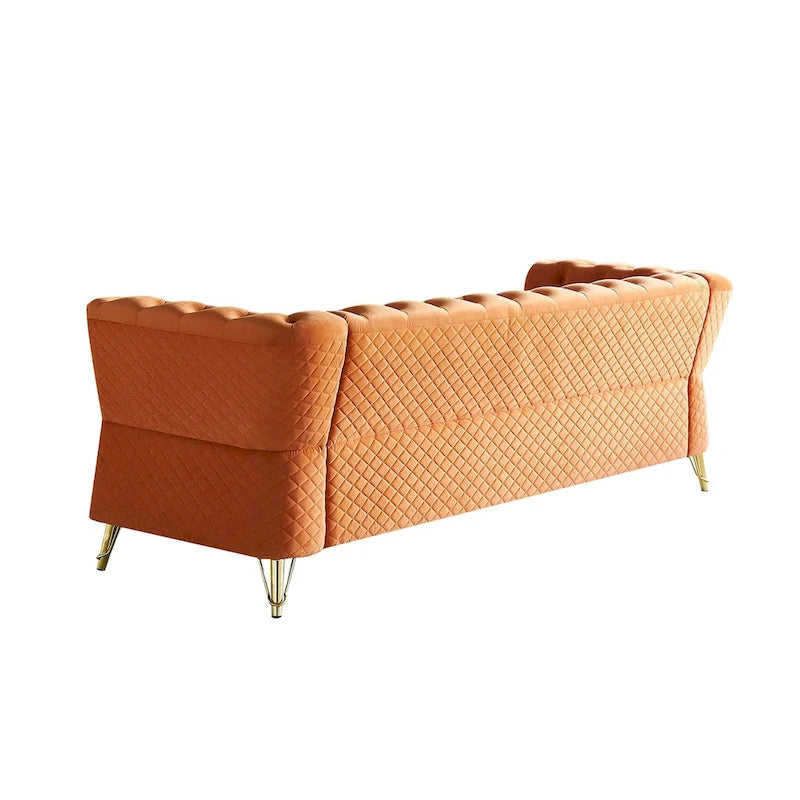 Divano in velluto trapuntato, 222 cm, 3 posti — Arancione / Nero / Verde / Verde Menta / Beige / Blu