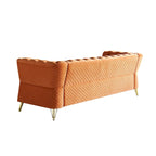 Divano in velluto trapuntato, 222 cm, 3 posti — Arancione / Nero / Verde / Verde Menta / Beige / Blu