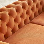 Divano in velluto trapuntato, 222 cm, 3 posti — Arancione / Nero / Verde / Verde Menta / Beige / Blu