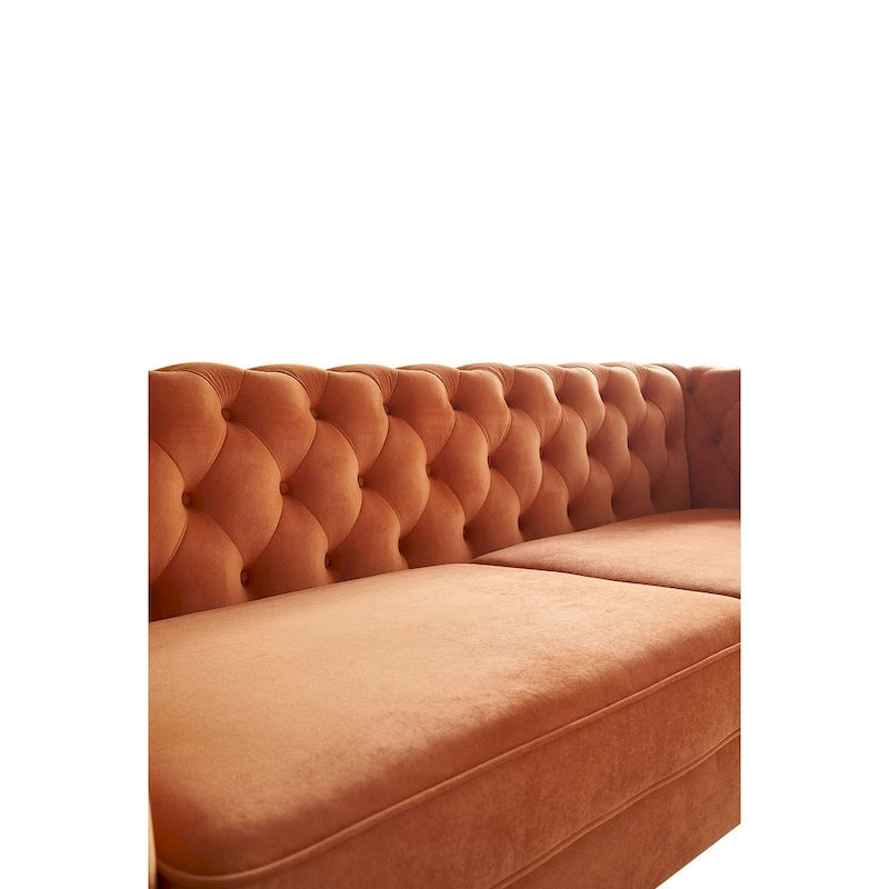 Divano in velluto trapuntato, 222 cm, 3 posti — Arancione / Nero / Verde / Verde Menta / Beige / Blu