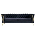 Divano in velluto trapuntato, 222 cm, 3 posti — Arancione / Nero / Verde / Verde Menta / Beige / Blu