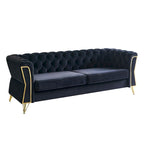 Divano in velluto trapuntato, 222 cm, 3 posti — Arancione / Nero / Verde / Verde Menta / Beige / Blu