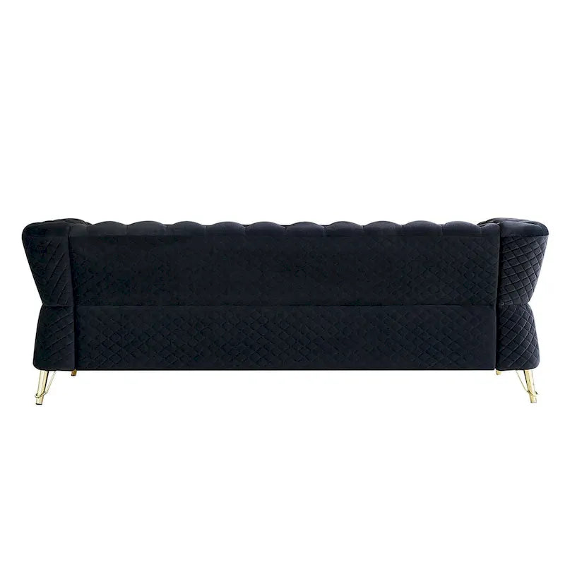 Divano in velluto trapuntato, 222 cm, 3 posti — Arancione / Nero / Verde / Verde Menta / Beige / Blu