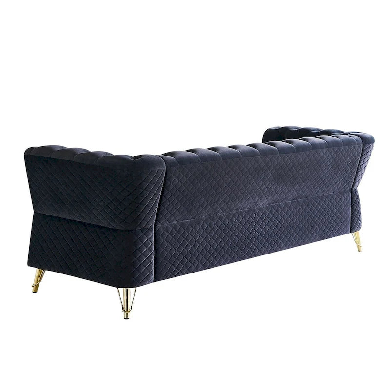 Divano in velluto trapuntato, 222 cm, 3 posti — Arancione / Nero / Verde / Verde Menta / Beige / Blu