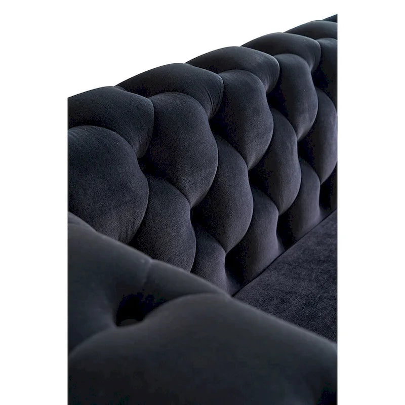 Divano in velluto trapuntato, 222 cm, 3 posti — Arancione / Nero / Verde / Verde Menta / Beige / Blu