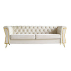 Divano in velluto trapuntato, 222 cm, 3 posti — Arancione / Nero / Verde / Verde Menta / Beige / Blu