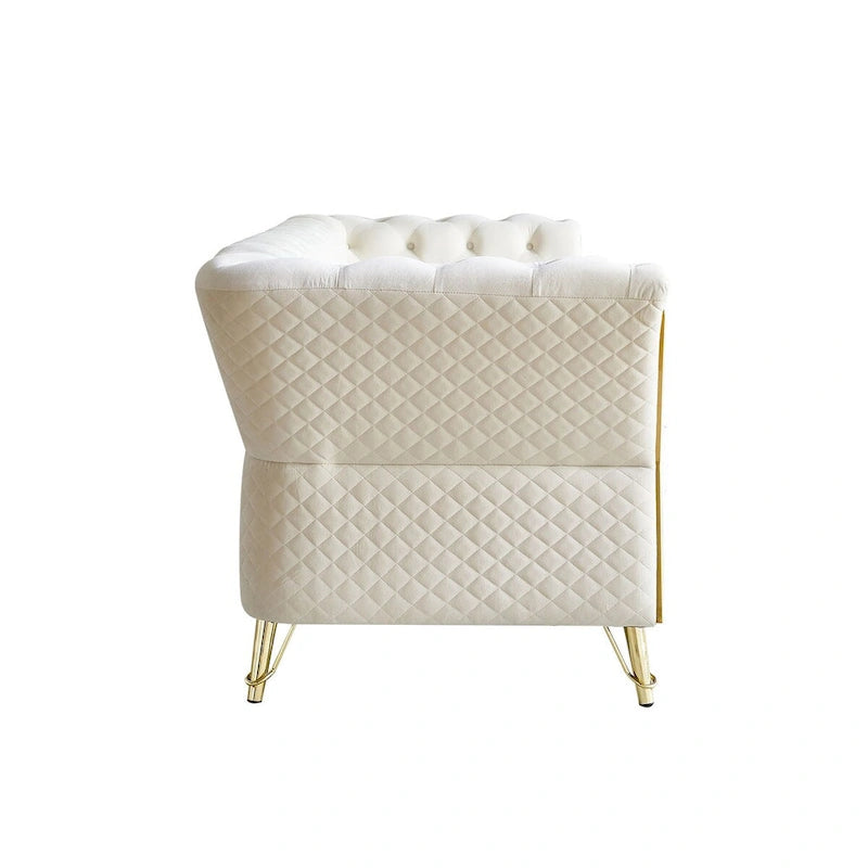 Divano in velluto trapuntato, 222 cm, 3 posti — Arancione / Nero / Verde / Verde Menta / Beige / Blu