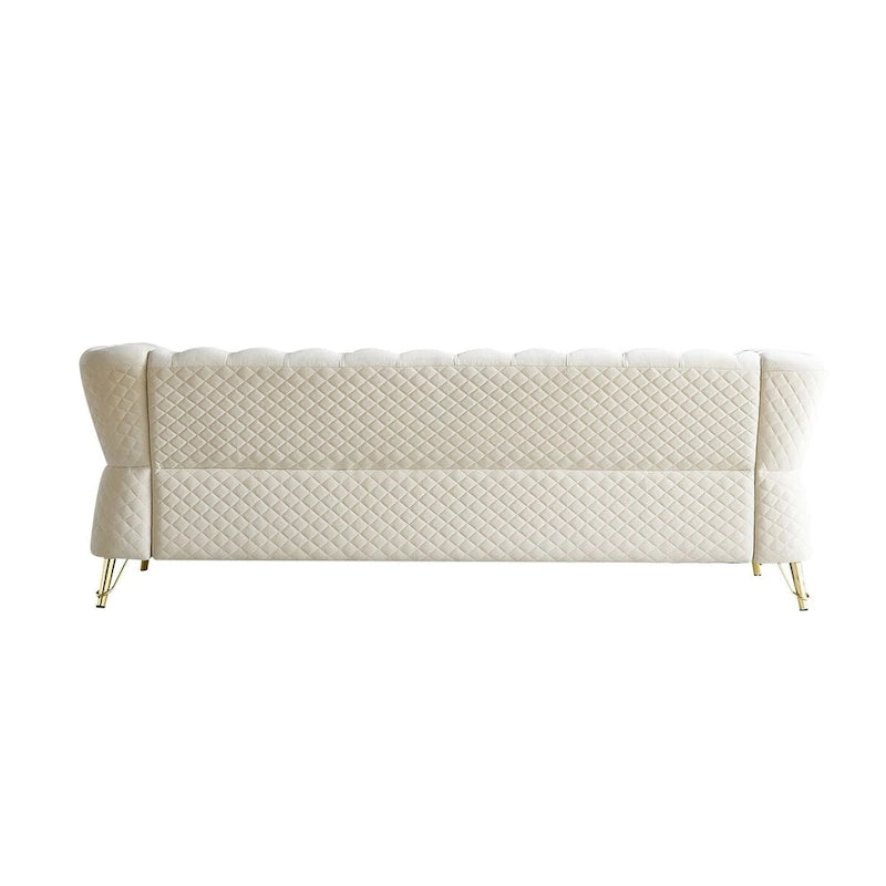 Divano in velluto trapuntato, 222 cm, 3 posti — Arancione / Nero / Verde / Verde Menta / Beige / Blu
