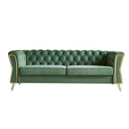 Divano in velluto trapuntato, 222 cm, 3 posti — Arancione / Nero / Verde / Verde Menta / Beige / Blu