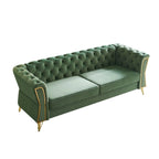 Divano in velluto trapuntato, 222 cm, 3 posti — Arancione / Nero / Verde / Verde Menta / Beige / Blu