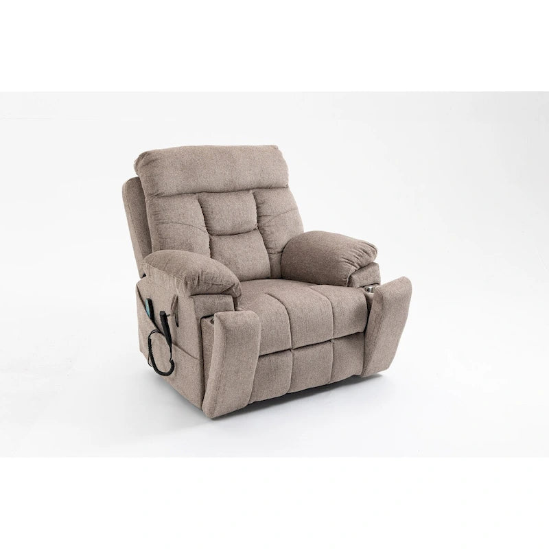 Poltrona reclinabile elettrica Brown/Caffè con massaggio e riscaldamento, doppio motore, monoposto, 180 kg